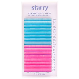 Neonwimpern Blau / Pink C 0,1 x 8-14mm